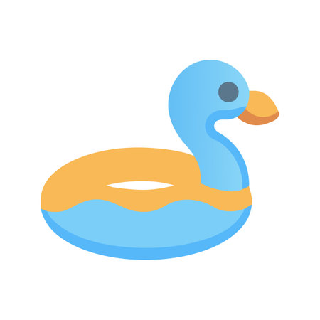 Floating duck swimming pool inflatable toy on black backdropのイラスト素材