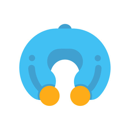 Iconic blue travel pillow illustration on a black backgroundのイラスト素材