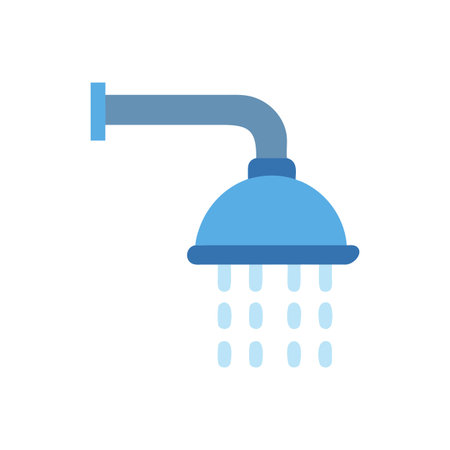 Simple shower head illustration on black background with running waterのイラスト素材