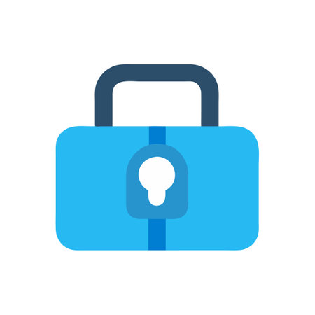 Flat Design Blue Padlock Graphic on Black Backgroundのイラスト素材