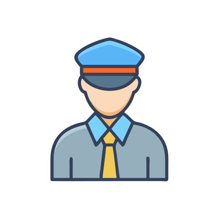 Flat design icon depicting person in uniform on blackのイラスト素材