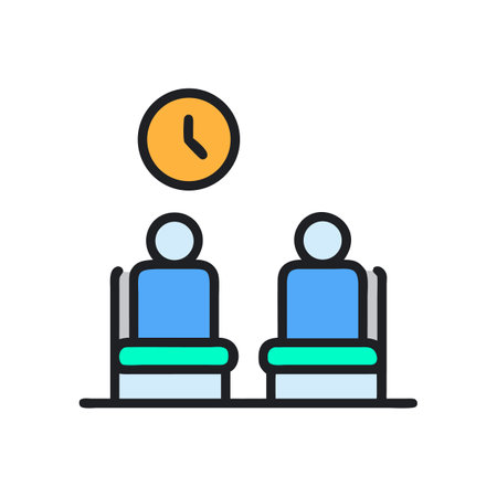 Two seats with time clock isolated on black backgroundのイラスト素材
