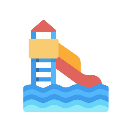 Flat icon of a water slide on black backgroundのイラスト素材