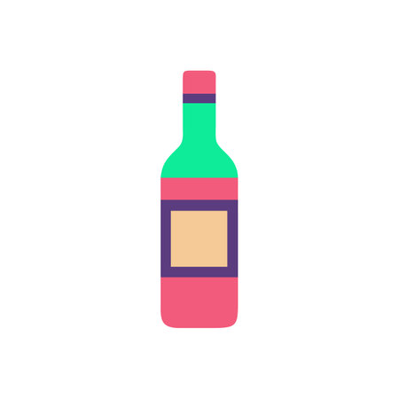 Stylized wine bottle icon illustration on black backgroundのイラスト素材