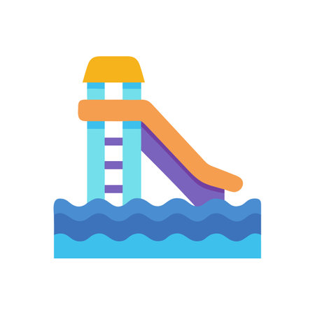 Flat vector design illustration of a water park slideのイラスト素材