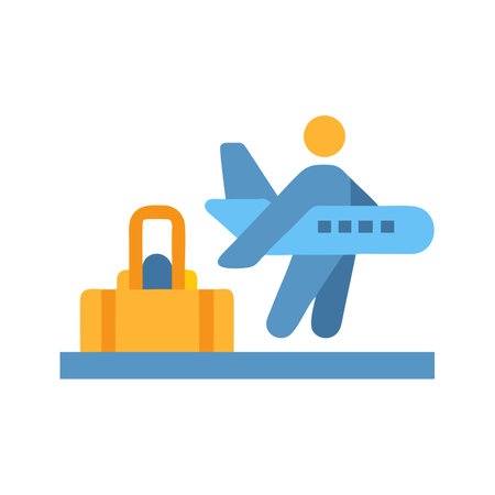 Simplified airport travel with luggage and stylized airplane imageのイラスト素材