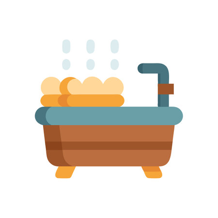 Stylized bathtub graphic illustration with bubbles on black backgroundのイラスト素材