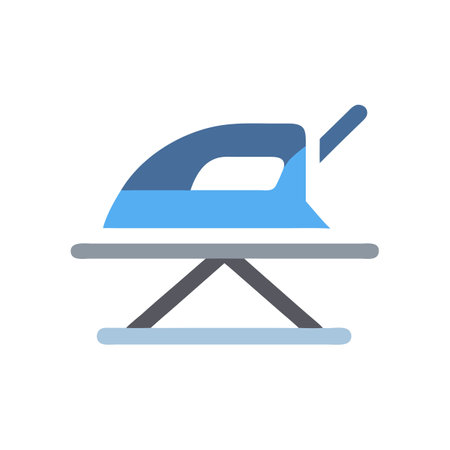 Flat illustration of clothes iron on ironing boardのイラスト素材