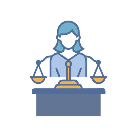 Flat icon representing a female judge with scales of justiceのイラスト素材