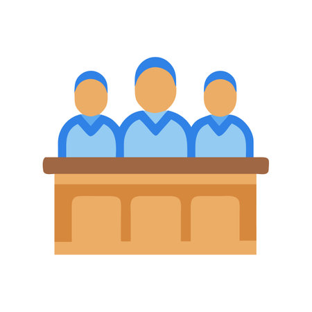 Three faceless figures sitting behind a counter illustrationのイラスト素材