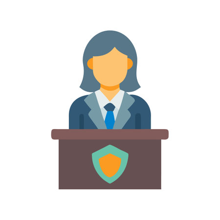 Flat vector illustration of a female lawyer at podiumのイラスト素材
