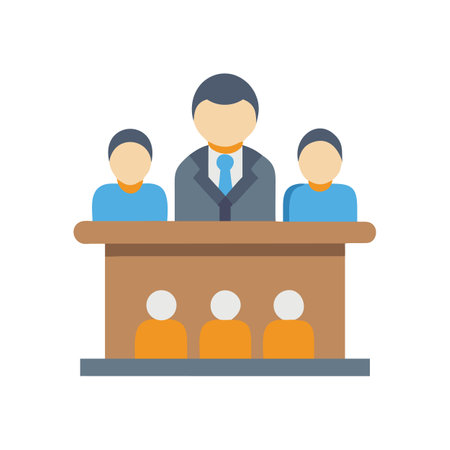 Flat illustration of a panel presenting during a meetingのイラスト素材