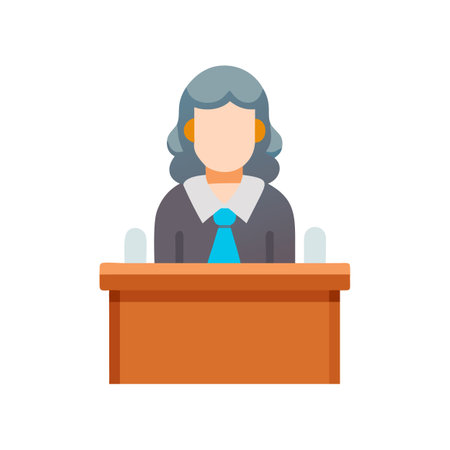 Flat illustration of a female judge at the benchのイラスト素材