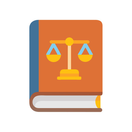 Law book with scales icon on orange cover illustrationのイラスト素材