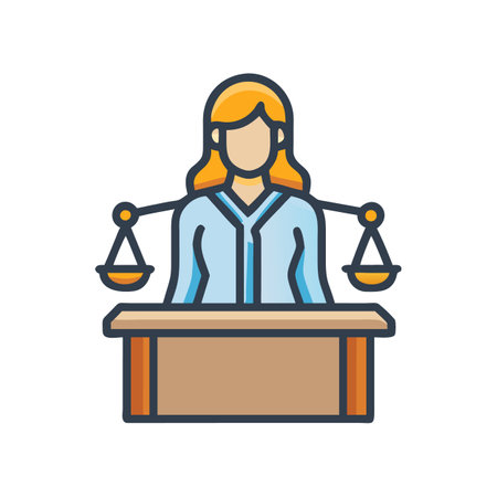 Illustration of female judge with scales of justice symbolのイラスト素材