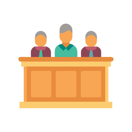 Flat illustration of courtroom jury box on black backgroundのイラスト素材