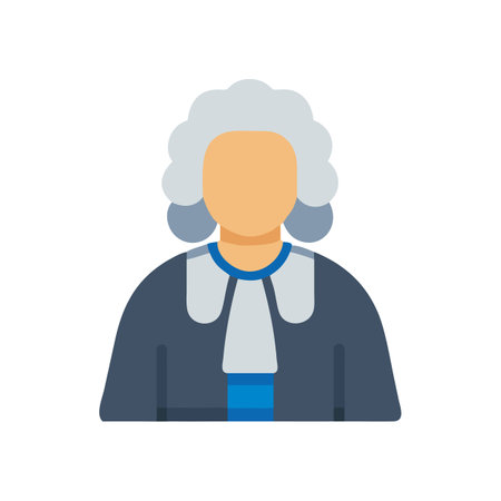 Judge icon illustration featuring wig and robe isolatedのイラスト素材