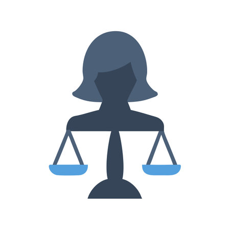 Flat vector Lady Justice figure with scales and bob haircutのイラスト素材