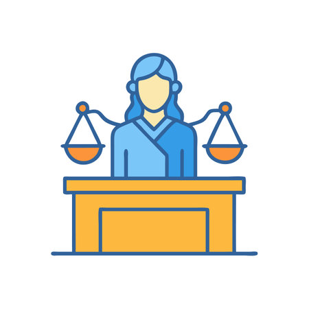 Flat design illustration of judge with scales of justiceのイラスト素材