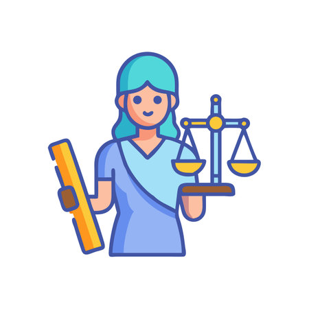 Lady Justice icon in flat style on black backgroundのイラスト素材