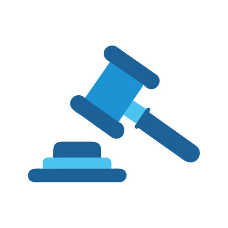 Isolated Blue Gavel on Black Background Flat Design Iconのイラスト素材
