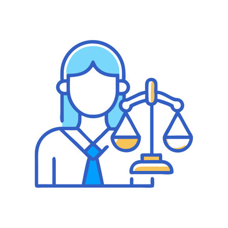 Iconic attorney silhouette with justice scales on black backgroundのイラスト素材
