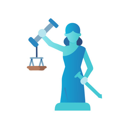 Lady Justice flat design icon concept with scalesのイラスト素材