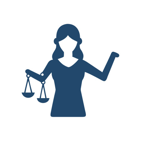 Abstract law illustration of lady justice scales graphic designのイラスト素材