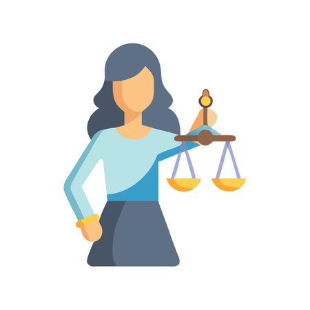 Flat graphic icon: Woman holding balance scales of justiceのイラスト素材
