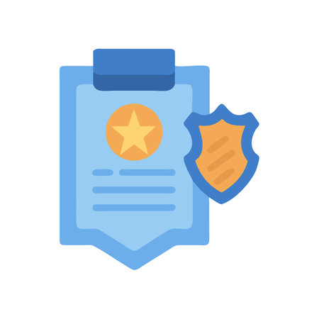 Law enforcement clipboard with badge security illustration on blackのイラスト素材