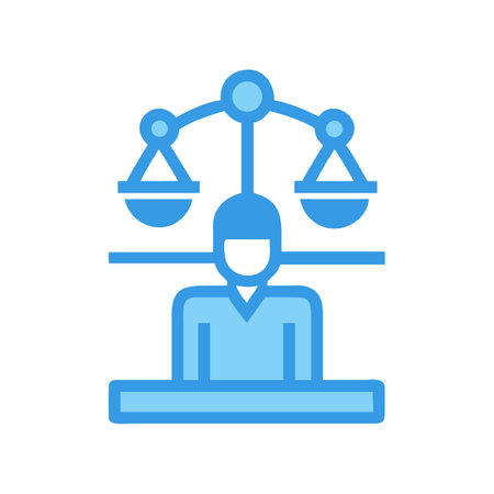 Flat design illustration of scales of justice on black backgroundのイラスト素材