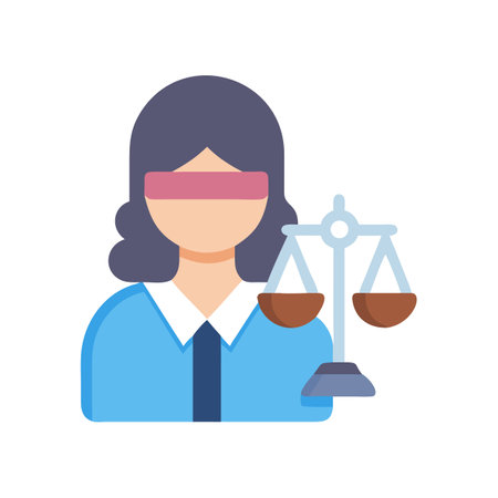 Lady Justice with Scales flat icon illustration designのイラスト素材