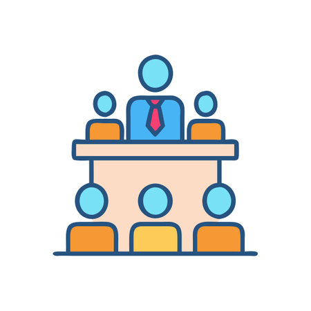 Business Meeting Illustration with Teamwork and Leadership Focusのイラスト素材