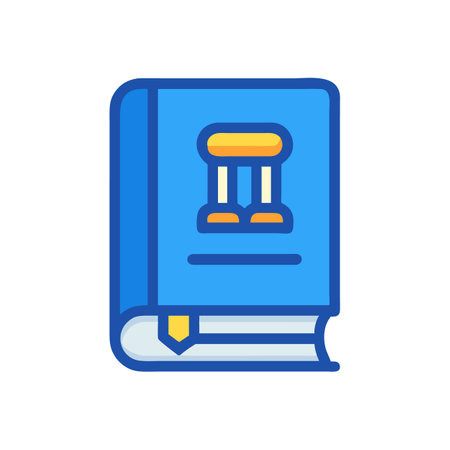 Blue law book icon with yellow gavel illustrationのイラスト素材
