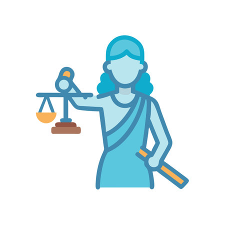Lady Justice Icon with Scale on Black Background Imageのイラスト素材