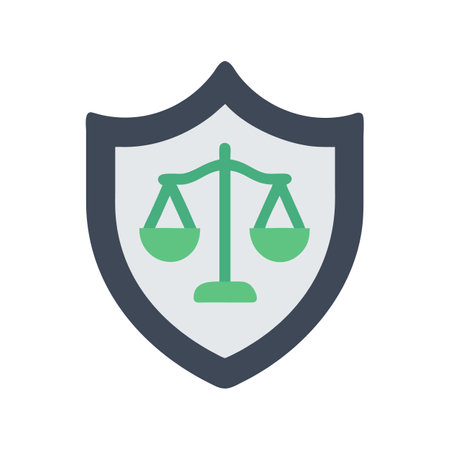 Stylized shield with scales of justice icon illustrationのイラスト素材