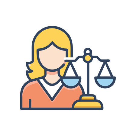 Lady Justice icon design showing balance and legal decisionsのイラスト素材