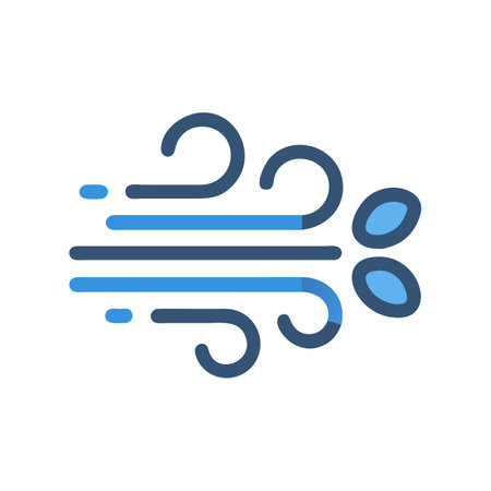 Stylized wind icon depicting strong gust blowing from leftのイラスト素材
