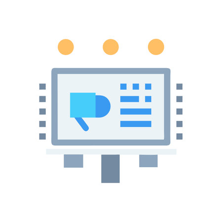 Billboard illustration with speaker and text in minimalist styleのイラスト素材