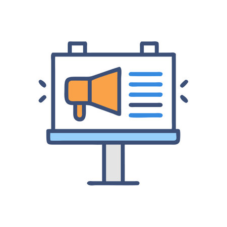 Billboard advertising promotion with megaphone and text lines illustrationのイラスト素材