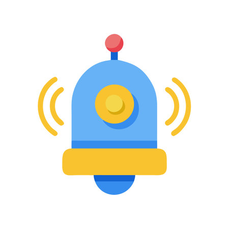 Cartoon notification bell icon illustration in flat styleのイラスト素材
