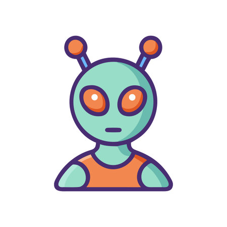 Cartoon alien with large eyes on a black background