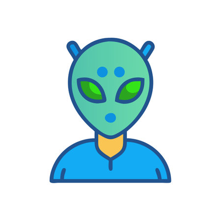 Colorful cartoon alien character illustration against black background spaceのイラスト素材