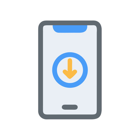 Download icon on smartphone screen symbolizing data transfer processのイラスト素材