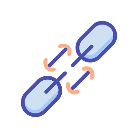 Cartoon illustration depicting link chain connection, collaboration and cooperation