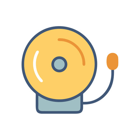 Retro styled yellow school fire alarm bell iconのイラスト素材