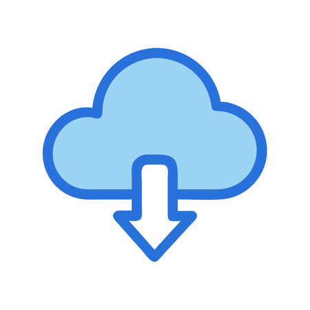 Cloud download icon in blue tones against black backgroundのイラスト素材