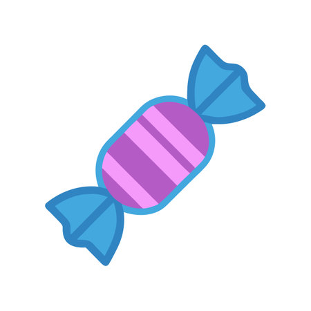 Wrapped striped candy on black background in flat styleのイラスト素材