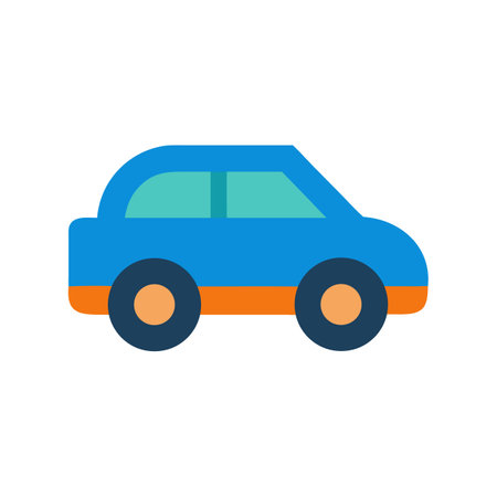 Stylized blue car illustration on a black background imageのイラスト素材