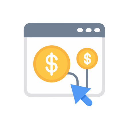 Online investment platform interface with cursor and dollar coinsのイラスト素材